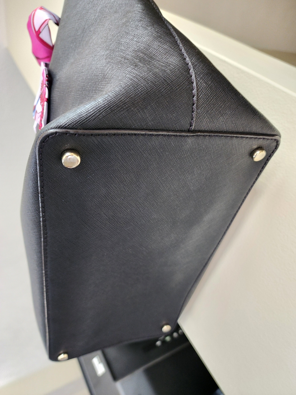 Kate spade Black Saffiano Leather Tote with Pink Scarf Accent - Picture 4 of 5